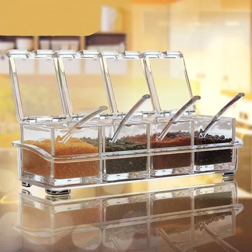 Set Of 4 Crystal Spice Rack